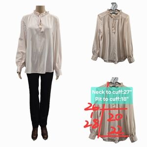 Kate Spade 100% Silk Ruffle & Bow Accents Blouson Size M